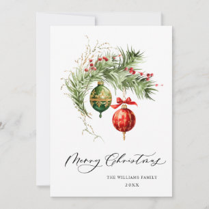 Elegante Rood Ornament Vrolijk Kerst Groet Feestdagenkaart