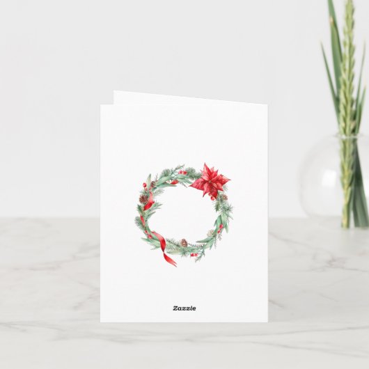 Elegante Rood Ornament Zalig Kerst Groet Feestdagen Kaart (Achterkant)