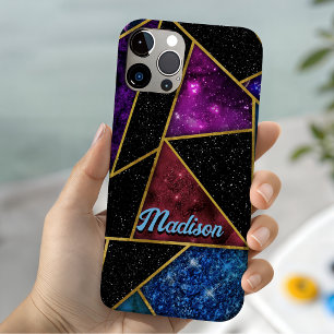 Elegante rood paarse meisjesachtige geometrische iPhone 15 case