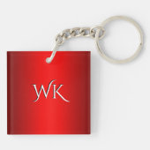 Elegante Rood Verlopend naar Zwarte Monogram Sleutelhanger (Achterkant)