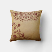 Elegante Rood Vintage Krullen Kussen (Achterkant)
