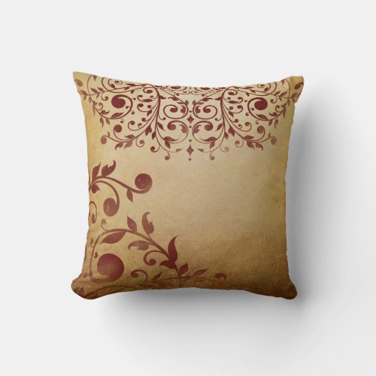 Elegante Rood Vintage Krullen Kussen (Voorkant)