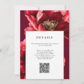 Elegante rood-wijn en gouden bloemencode QR Code-h Kaart (Achterkant)