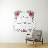 Elegante rood-wijnkleurige bloemige bruiloftsbruil wandkleed (In situ)