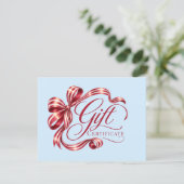 Elegante rood-wijnkleurige strik QR-code cadeaubon (Staand voorkant)