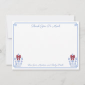 Elegante Rood Wit Blauw Kerst Bruidsdouche Bedankkaart (Voorkant)