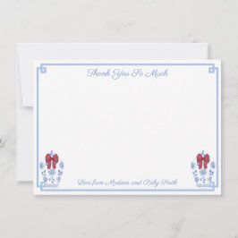 Elegante Rood Wit Blauw Kerst Bruidsdouche Bedankkaart