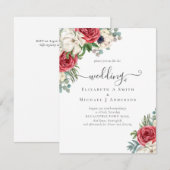 Elegante Rood Wit Blauwe Bloemige Trouwbudget (Voorkant / Achterkant)