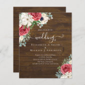 Elegante Rood Wit Blauwe Bloemige Trouwbudget (Voorkant / Achterkant)