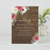 Elegante Rood Wit Blauwe Bloemige Trouwbudget (Staand voorkant)