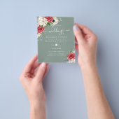 Elegante Rood Wit Blauwe Bloemige Trouwbudget Flyer (Hand)