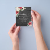 Elegante Rood Wit Blauwe Bloemige Trouwbudget Flyer (Hand)