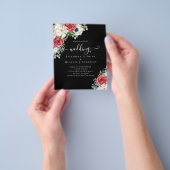 Elegante Rood Wit Blauwe Bloemige Trouwbudget Flyer (Hand)