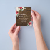 Elegante Rood Wit Blauwe Bloemige Trouwbudget Flyer (Hand)