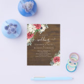 Elegante Rood Wit Blauwe Bloemige Trouwbudget Flyer (Enkel)