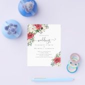 Elegante Rood Wit Blauwe Bloemige Trouwbudget Flyer (Enkel)