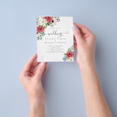 Elegante Rood Wit Blauwe Bloemige Trouwbudget Flyer (Hand)