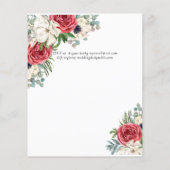 Elegante Rood Wit Blauwe Bloemige Trouwbudget Flyer (Achterkant)