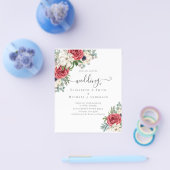 Elegante Rood Wit Blauwe Bloemige Trouwbudget Flyer (Enkel)