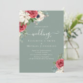 Elegante Rood Wit Blauwe Bloemige Trouwbudget Kaart (Staand voorkant)