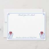 Elegante Rood Wit Blauwe Kerst Bruids Bruiloft Bedankkaart (Voorkant)