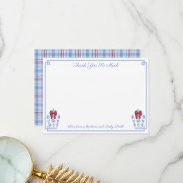 Elegante Rood Wit Blauwe Kerst Bruids Bruiloft Bedankkaart