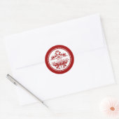 Elegante Rood Wit Damast Ronde Envelop Afdichting Sticker (Envelop)