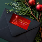 Elegante rood wit en goud kerstvakantie naam etiket