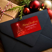 Elegante rood wit en goud kerstvakantie naam etiket