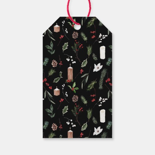 Elegante rood & wit script typografie kerst cadeaulabel (Achterkant)