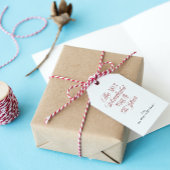 Elegante rood & wit script typografie kerst cadeaulabel