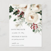 Elegante Rood Wit Winter Kerstmis Save the Date Aankondigingskaart (Voorkant)