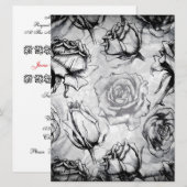 Elegante Rood Wit Zwart Roos Bloemen Huwelijksuitn Kaart (Voorkant / Achterkant)