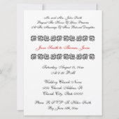 Elegante Rood Wit Zwart Roos Bloemen Huwelijksuitn Kaart (Achterkant)