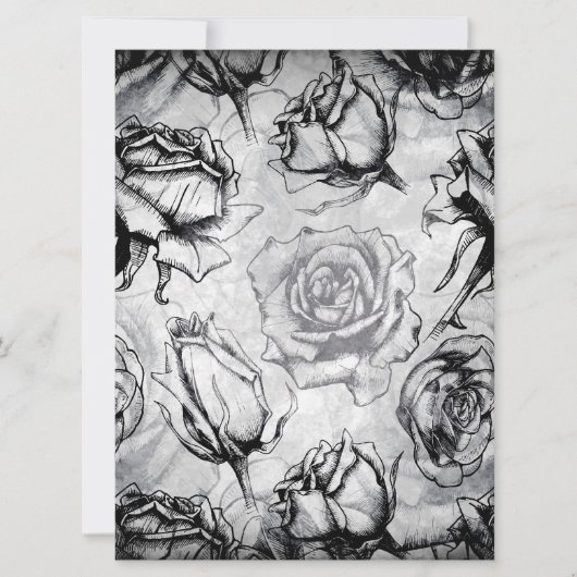 Elegante Rood Wit Zwart Roos Bloemen Huwelijksuitn Kaart (Voorkant)