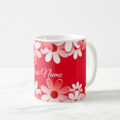 Elegante Rood Witte Bloemige Bruiloft Koffiemok (Voorkant rechts)