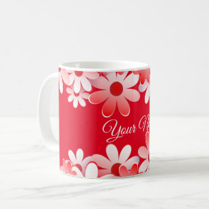 Elegante Rood Witte Bloemige Bruiloft Koffiemok