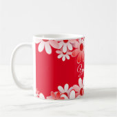 Elegante Rood Witte Bloemige Bruiloft Koffiemok (Links)