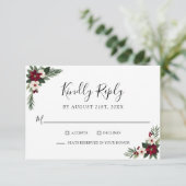 Elegante Rood-Witte Bloemige Groene Huwelijks RSVP (Staand voorkant)