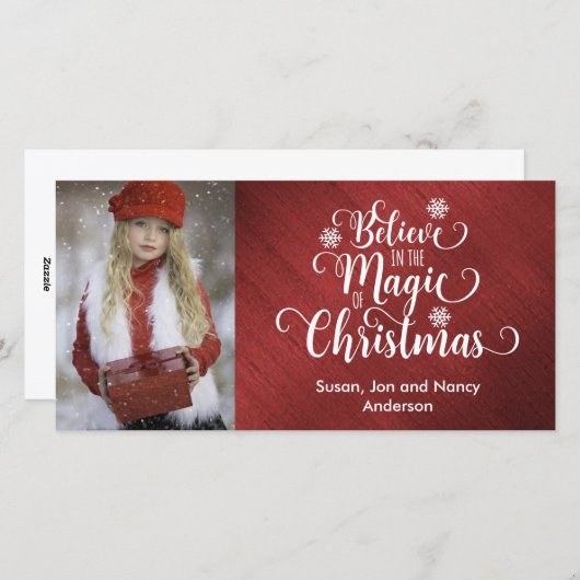 Elegante rood-witte kerst fotokaart feestdagenkaart (Voorkant / Achterkant)