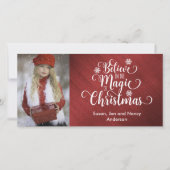 Elegante rood-witte kerst fotokaart feestdagenkaart (Voorkant)