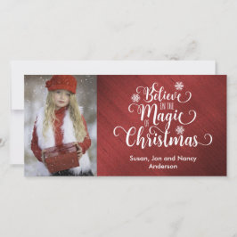 Elegante rood-witte kerst fotokaart feestdagenkaart