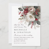 Elegante Rood Zilveren Kerst Christelijke bruiloft Kaart (Voorkant)