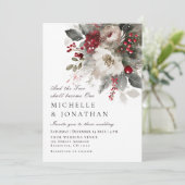 Elegante Rood Zilveren Kerst Christelijke bruiloft Kaart (Staand voorkant)