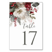 Elegante Rood Zilveren Kerst Winter Bloemen Huweli Kaart (Voorkant)