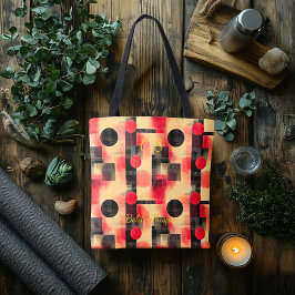 Elegante Rood & Zwart Abstract – Moderne Geometris Tote Bag