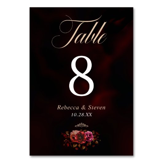 Elegante rood zwart bloemig Huwelijk romantisch me Kaart (Achterkant)