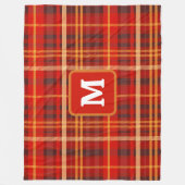 Elegante Rood Zwart Geruit Monogram Aangepast Fleece Deken (Voorkant)