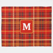 Elegante Rood Zwart Geruit Monogram Aangepast Fleece Deken (Voorkant (Horizontaal))