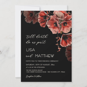 Elegante Rood Zwart Goth Huwelijk Kaart